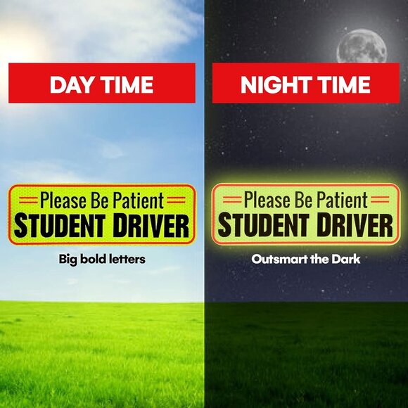 Signs Authority 3 Pcs Student Driver Car Magnet Reflective |10" New Driver Magne - Picture 1 of 4